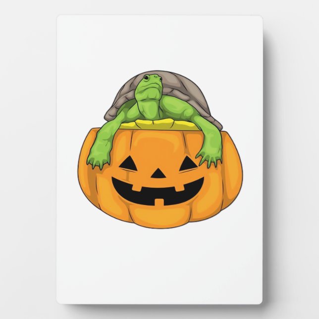 Turtle Halloween Pumpkin Classic T-Shirt_1 Plaque (Front)