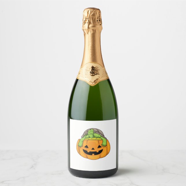 Turtle Halloween Pumpkin Classic T-Shirt_1 Sparkling Wine Label (Front)