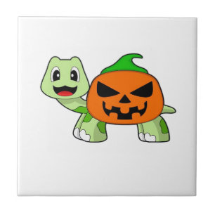 Turtle Halloween Pumpkin Classic T-Shirt Ceramic Tile