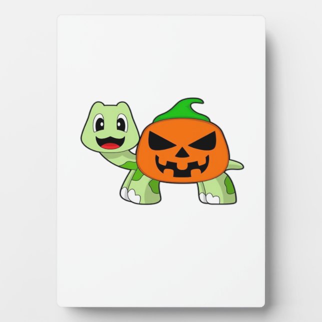 Turtle Halloween Pumpkin Classic T-Shirt Plaque (Front)