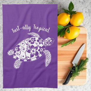 Turtle-Hawaiian-Fisherman Core-Purple Tea Towel
