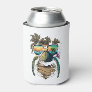 Turtle Hawaiian Sea Turtles Hawaii Beach Palm Copy Can Cooler