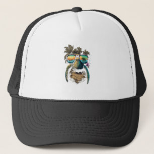 Turtle Hawaiian Sea Turtles Hawaii Beach Palm Copy Trucker Hat