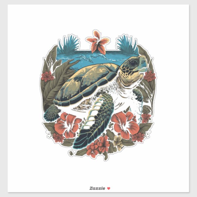 Turtle Hawaiian Sea Turtles Hibiscus Flower Copy C (Sheet)