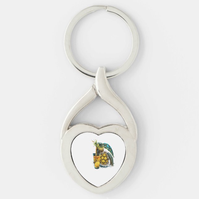 Turtle Hawaiian Sea Turtles Pineapple Aloha Key Ring (Front)