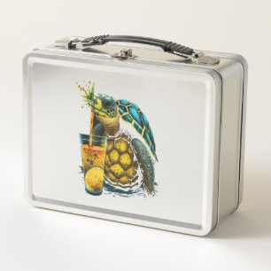 Turtle Hawaiian Sea Turtles Pineapple Aloha Metal Lunch Box