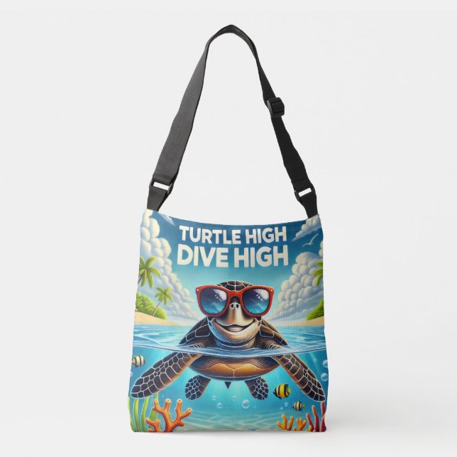Turtle High Dive Artwork Perfect for Turtle Lovers Crossbody Bag (Front)