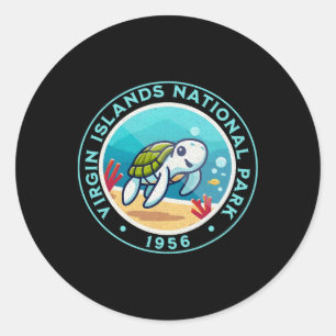 Turtle Hiking At Virgin Islands National Park  Classic Round Sticker