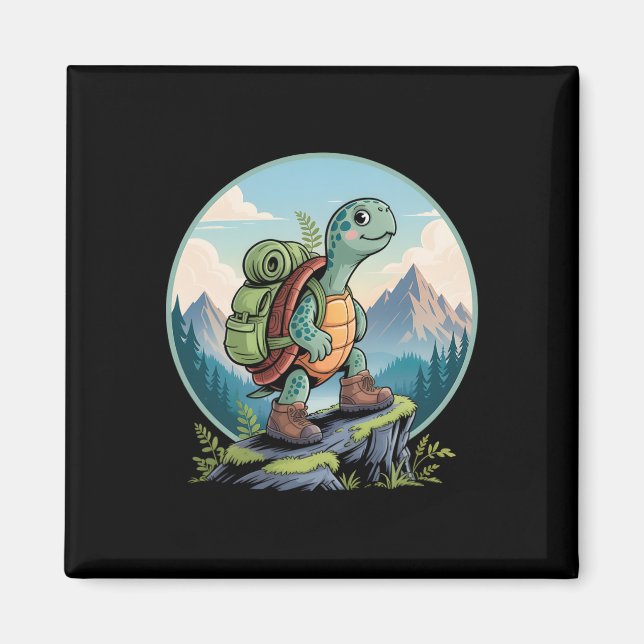 Turtle Hiking Backpack Apparel For Outdoor Nature  Magnet (Front)