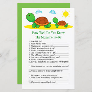 Turtle How well do you know baby shower game