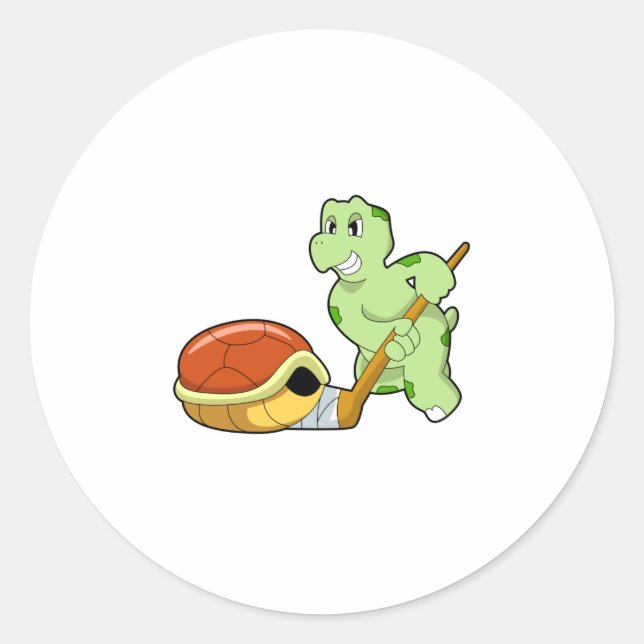 Turtle Ice hockey Ice hockey stick Classic Round Sticker (Front)