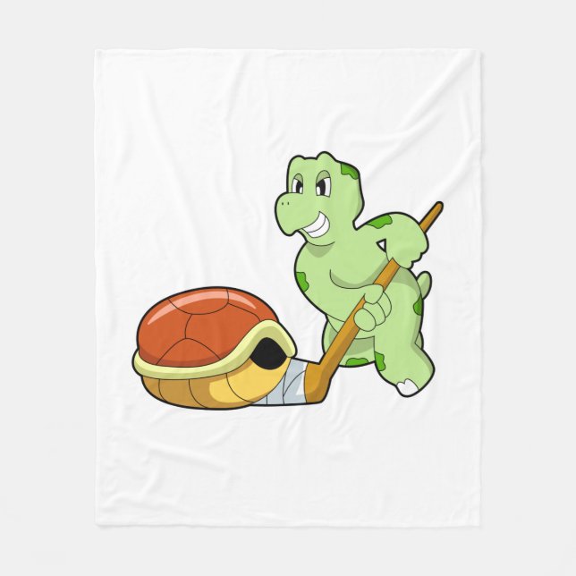 Turtle Ice hockey Ice hockey stick Fleece Blanket (Front)
