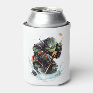 Turtle Ice Hockey Player Hockey Stick Goalie Copy Can Cooler