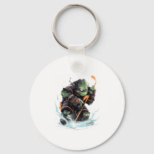 Turtle Ice Hockey Player Hockey Stick Goalie Copy Key Ring