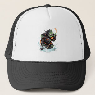 Turtle Ice Hockey Player Hockey Stick Goalie Copy Trucker Hat