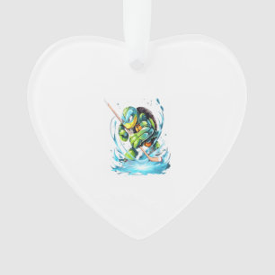 Turtle Ice Hockey Player Hockey Stick Goalie Ornament