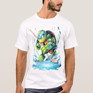 Turtle Ice Hockey Player Hockey Stick Goalie T-Shirt