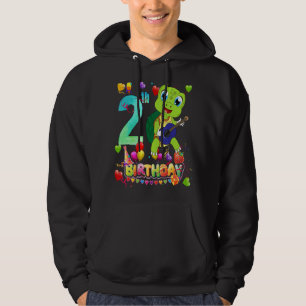 Turtle I'm 2 Years Old Girls Birthday Turtle Party Hoodie