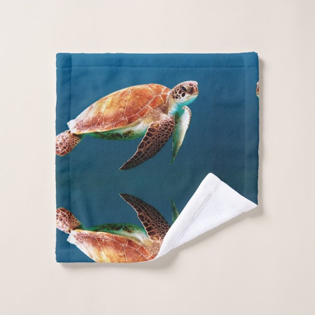 Turtle In Blue Sea Wash Cloth (Wash Cloth)