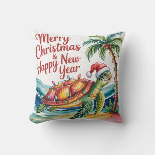 Turtle in Christmas Paradise  Cushion