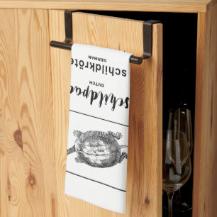 Turtle in different languages  tea towel