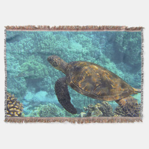turtle in the sea throw blanket