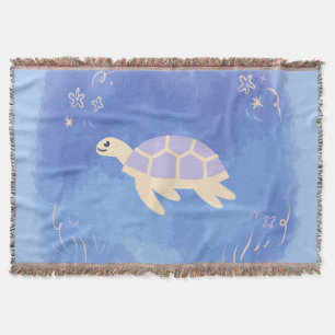 Turtle in the water throw blanket