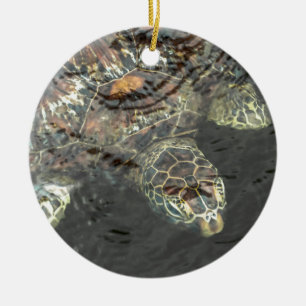 Turtle in Water Ceramic Ornament