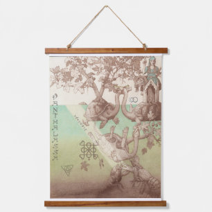 Turtle Islands Trees Fantasy Illustration Hanging Tapestry