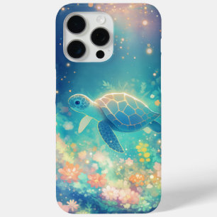 Turtle Journey Through a Vibrant Undersea Garden iPhone 15 Pro Max Case