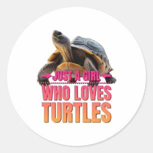 Turtle Just a Girl Who Loves Turtles Classic Round Sticker