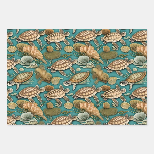 Turtle life pattern No1 Wrapping Paper Sheet (Front)