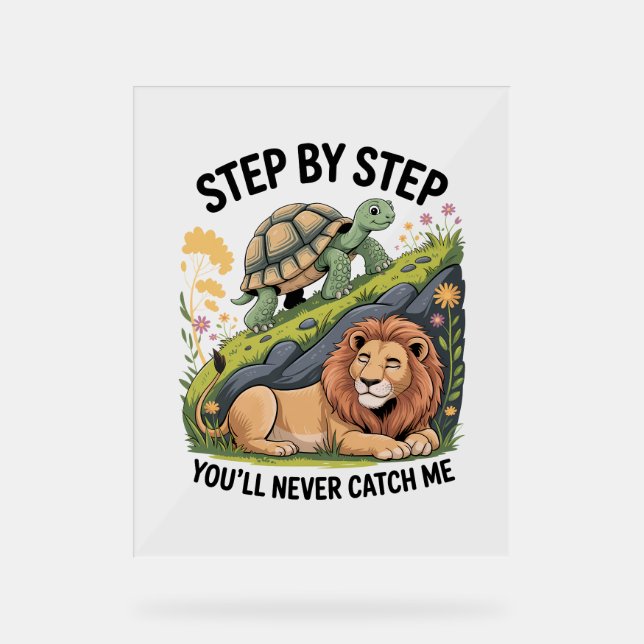 Turtle Lion Funny Acrylic Sign (Front)