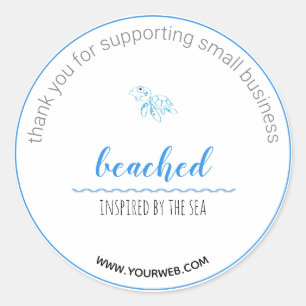 Turtle Logo Beach Theme Thank You Label