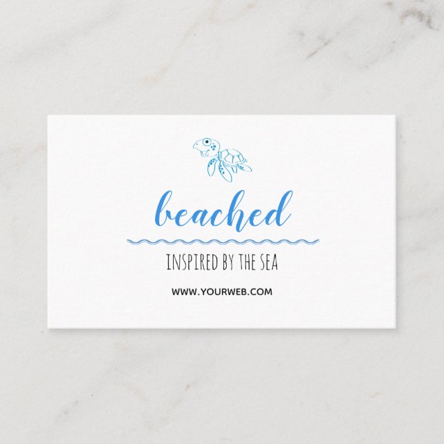 Turtle Logo Beach theme White Business Card (Front)