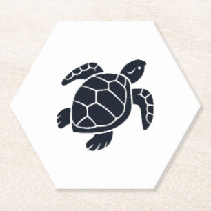 Turtle Logo Emblem Red-Eared Slider Tortoise Copy Paper Coaster