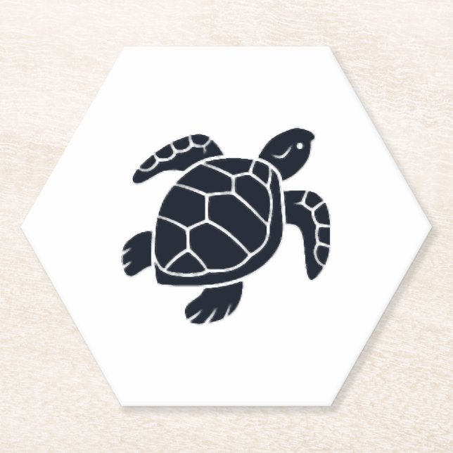 Turtle Logo Emblem Red-Eared Slider Tortoise Copy Paper Coaster (Front)