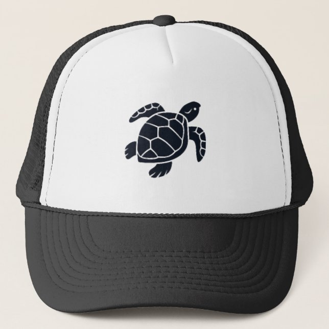 Turtle Logo Emblem Red-Eared Slider Tortoise Copy Trucker Hat (Front)