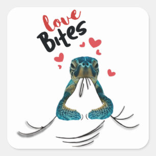 Turtle Love Bites T-Shirt Valentines Gifts T-Shirt Square Sticker