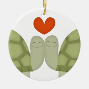 Turtle love ceramic ornament