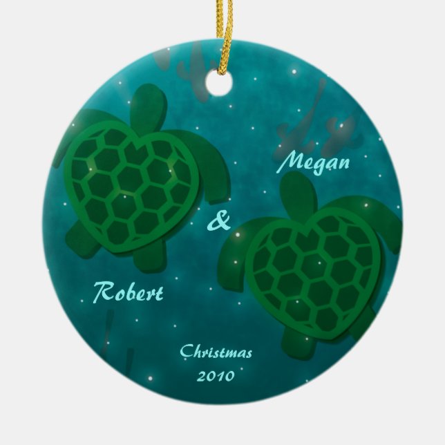Turtle Love Christmas Ornament (Front)