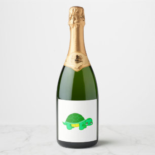 Turtle Love Cute Animal Sparkling Wine Label