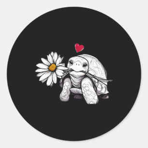 Turtle Love Flower Daisy Nature Wildflowers Animal Classic Round Sticker