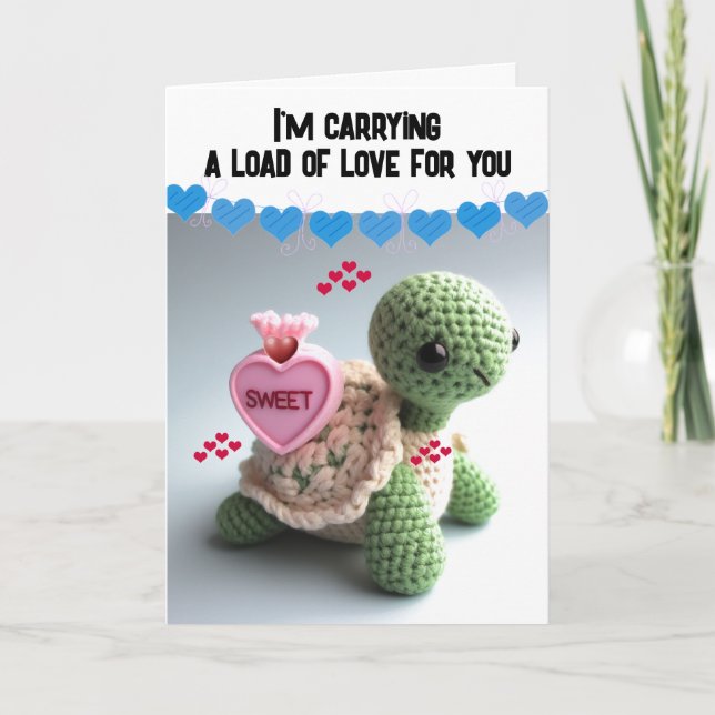 Turtle Love Happy Valentines Day  Holiday Card (Front)