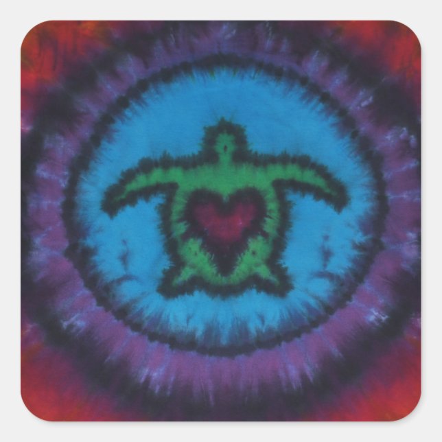 Turtle Love Tie Dye Square Sticker (Front)
