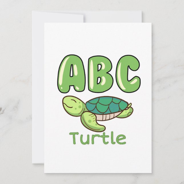 Turtle Lover Alphabet ABC Letter Turtle Save The Date (Front)