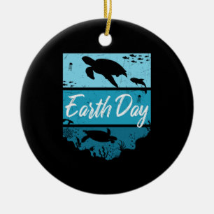 Turtle Lover Earth Day Ceramic Ornament