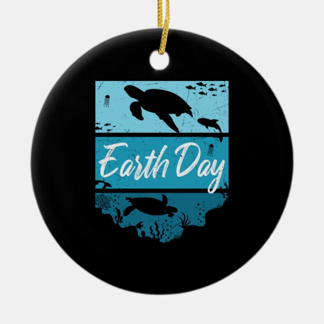 Turtle Lover | Earth Day Ceramic Ornament (Front)