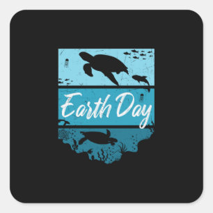 Turtle Lover   Earth Day Square Sticker