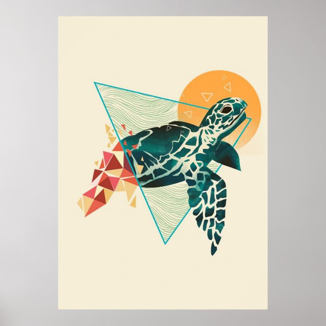 Turtle Lover Geometric Turtle Poster (Front)